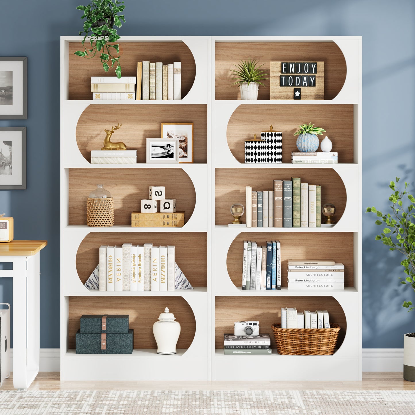 Boekenkast – Boekenplank – Boekrek – Vakkenkast – Opbergkast – Modern Wit – 6-Lagen 180 cm Hoog – Stevige Houten Constructie
