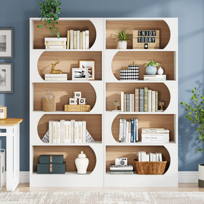 Boekenkast – Boekenrek – Opbergkast – Vakkenkast – Stellingkast – 6-Laags Wit – 180 cm Hoog – Stevig Spaanplaat – Vrijstaand Met Boogvormige Planken