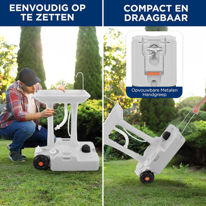 Campingwasbak – Afwasbak – Wasbak – Afwasteil – Opvouwbare Wasbak – 30L Watertank – Hygiënisch Voetpomp Systeem