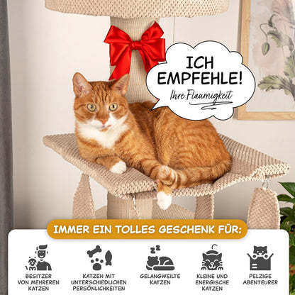 Krabpaal – Krabmeubel – Klimpaal – Kattenboom – Krabton – Beige – 135 cm Hoog – Inclusief Balansfiets