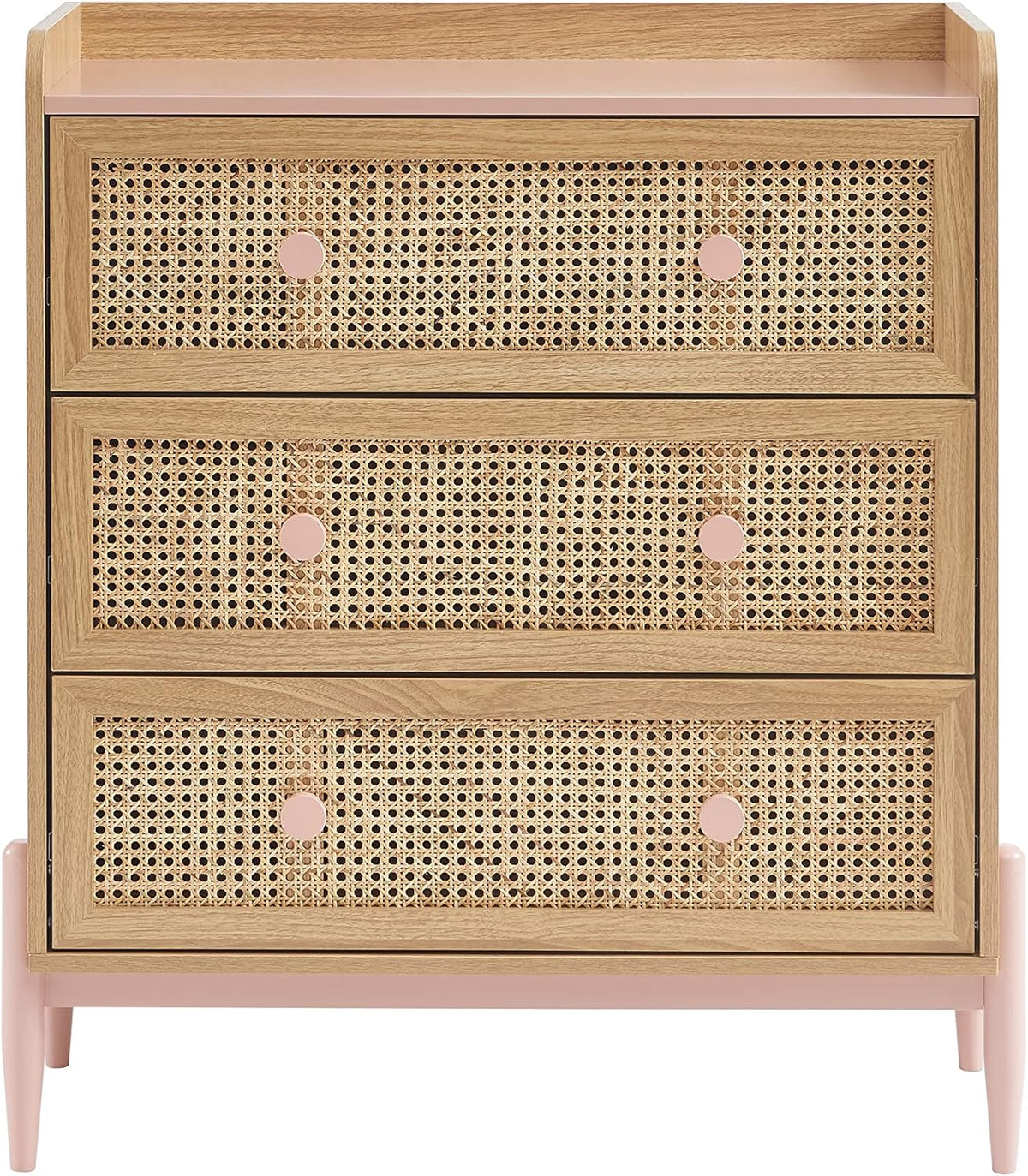 BAÏTA Kindercommode Pablo roze en rotan riet