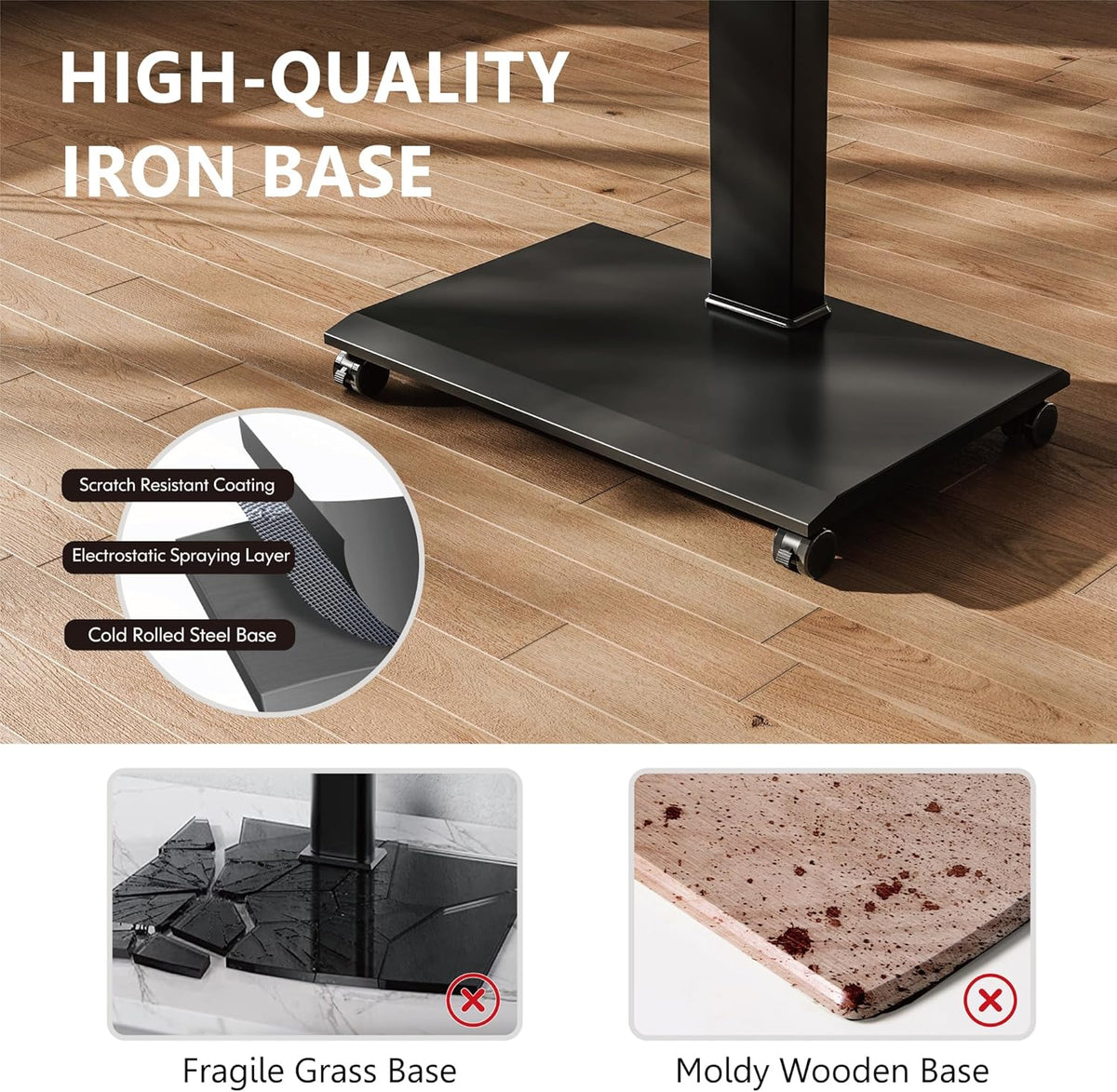 FITUEYES tv standaard verrijdbaar metalen onderstel voor 32-75 inch, mobiele tv-kar van landschap naar portret, Draaibaar & Hoogte verstelbaar tv-vloerstandaard Max. VESA 600x400mm Draagt 40 kg
