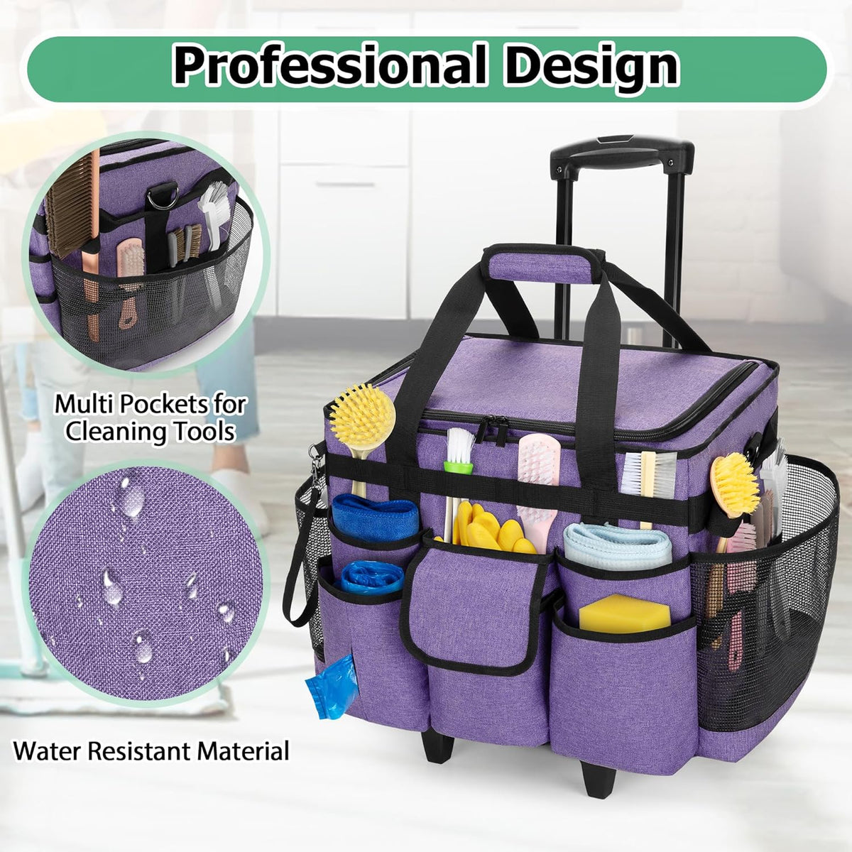 LoDrid Cleaning Bag Caddy, purple, modern