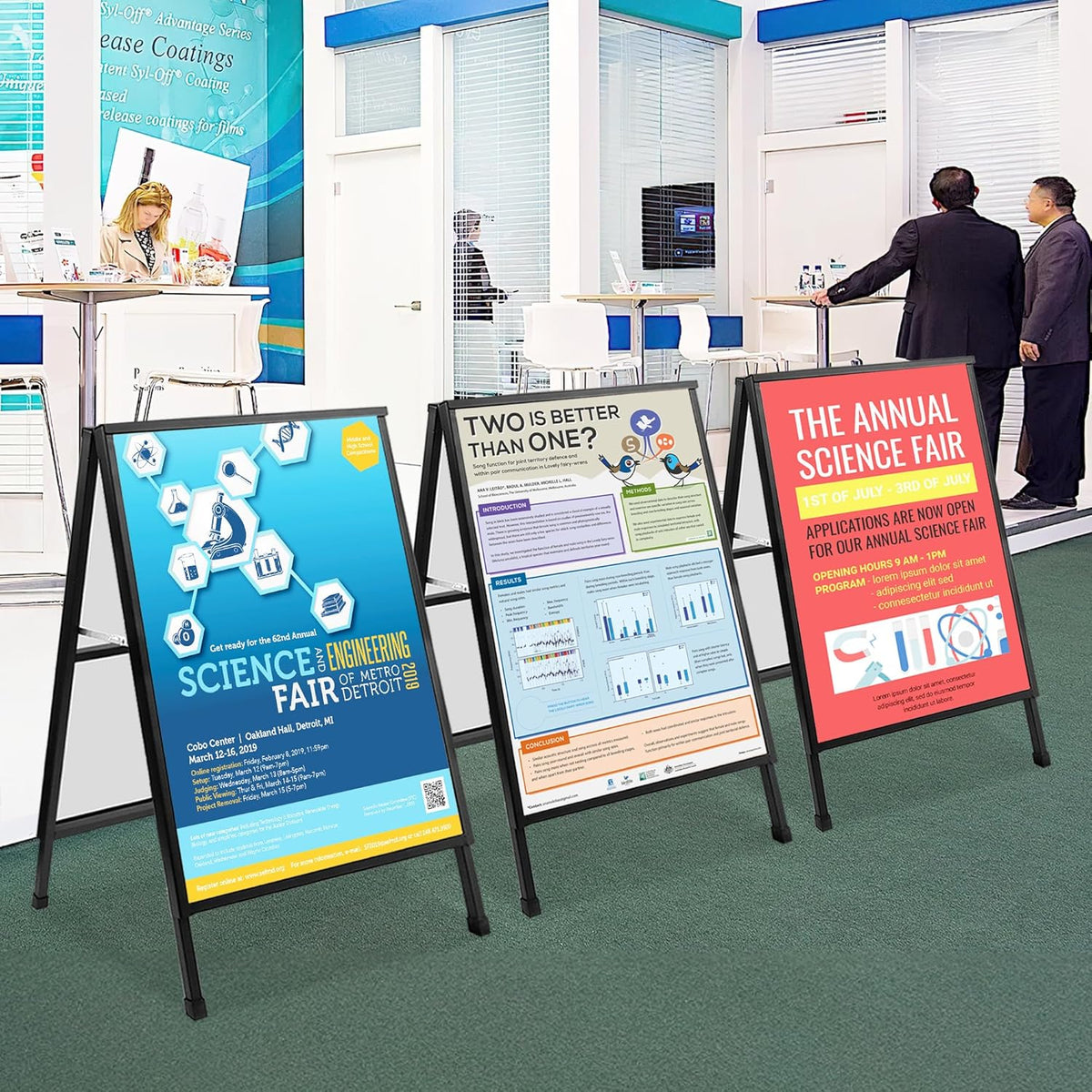 A1 bestratingsbord, A-bord, een frame, dubbelzijdig bestratingsbord, posterhouder, displaystandaard met 2 anti-verblindende hoezen en golfplaten voor zaken, restaurants, buitenreclameborden