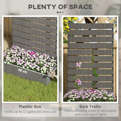 Outsunny Garden Planter Trellis Trellis for Climbing Plants Vine Flowers Freestanding Raised Bed for Garden Outdoor Patio Planter with Drainage Crevice Dark Grey - QUORE