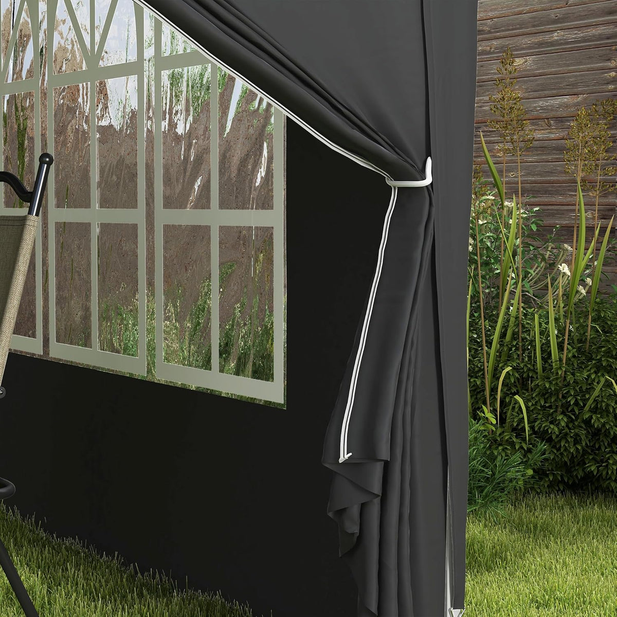 Vouwpaviljoen – Vouwtent – Partytent – Tuinpaviljoen – Biertent – Zwart – 3x3 Meter – Waterafstotend Met UV-Bescherming UV50+