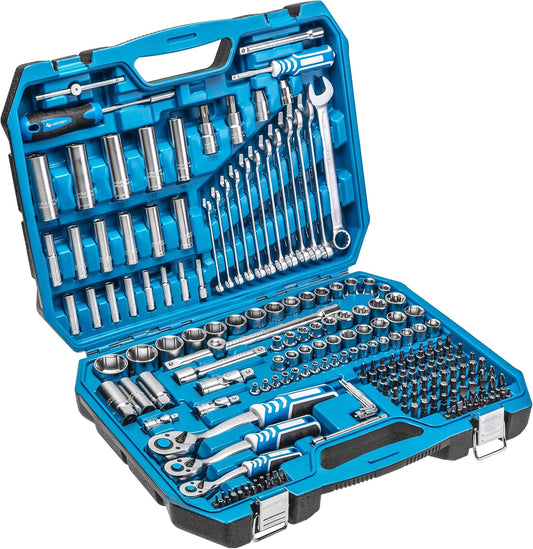 Gereedschapsset – Steeksleutels – Dopsleutelset – Schroevendraaierset – Bitsset – 222 Delig – Cr-V Staal – Ratelmechanisme 72 Tanden