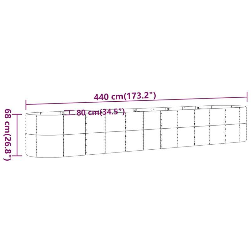 Bloemenrek – Plantenrek – Tuinrek – Plantentafel – Tuinbak – Grijs – Gepoedercoat Staal – Groot Formaat 440x80x68 cm
