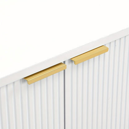 Dressoir – Buffetkast – Opbergkast – Ladekast – Woonkamerkast – Wit Met Gouden Accenten – Massief Hout – Met Deuren En Laden