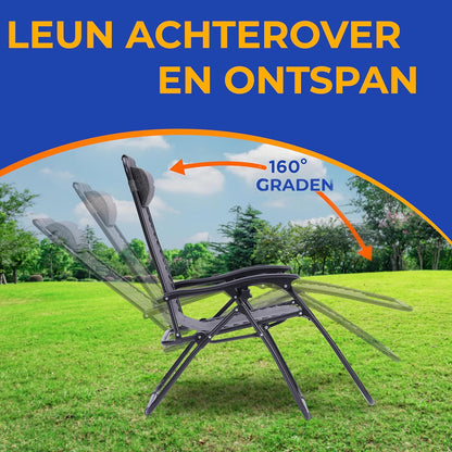 Serenelife Sun Lounger, Set of 2 Sun Loungers - Adjustable Garden Loungers with Side Table, Cup Holders, Removable Cushions - Foldable and Portable Lounge Chairs for Terrace, Garden, Beach - Anthracite - QUORE