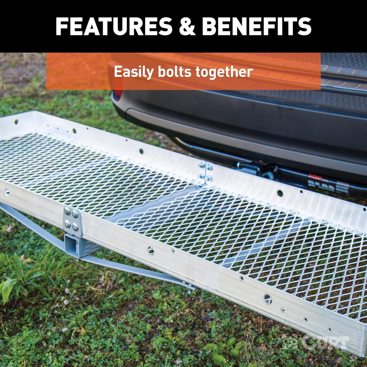Curt 18100 Aluminium Cargo Carrier met Opvouwbare Schacht - 2 Stuk