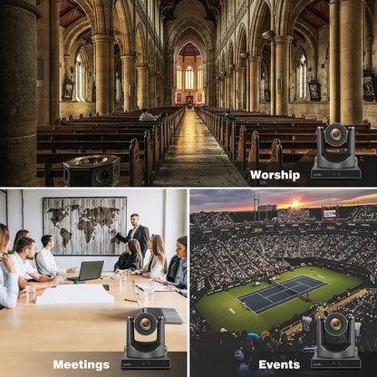 Zowietek Nieuwe Gen PTZ AI Camera PoE | AI-tracking | 20x optische zoom | Gelijktijdige SDI-, HDMI- en USB-uitgangen | IP Live Streaming voor vergadering, kerk, evenementen, onderwijs