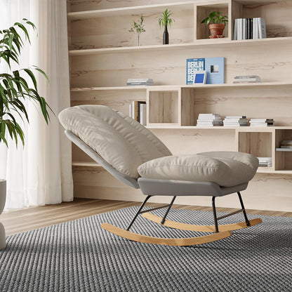 Elegant High Back Rocking Chair Living Room Chair Accent Chair Bedroom Armchair Rocking Chair Relax Chair for Living Room Office (Five Speed Setting