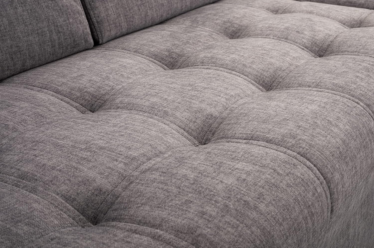 Corner Sofa with Sleeping Function and Practical Bed Drawer - Comfortable Sofa Bed L Shape 264x165cm with Movable Headrests, Folding Sofa Bianco Grey, Sofa Right - QUORE