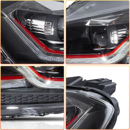 VLAND Koplampen Compatibel met Golf 7 facelift/Golf 7.5 MK7.5 halogeen 2017-2020 (Niet voor Golf MK7/GTI/GTD/Rline), Met E-keurmerk, 1 set (Rood/VOLLEDIG LED)
