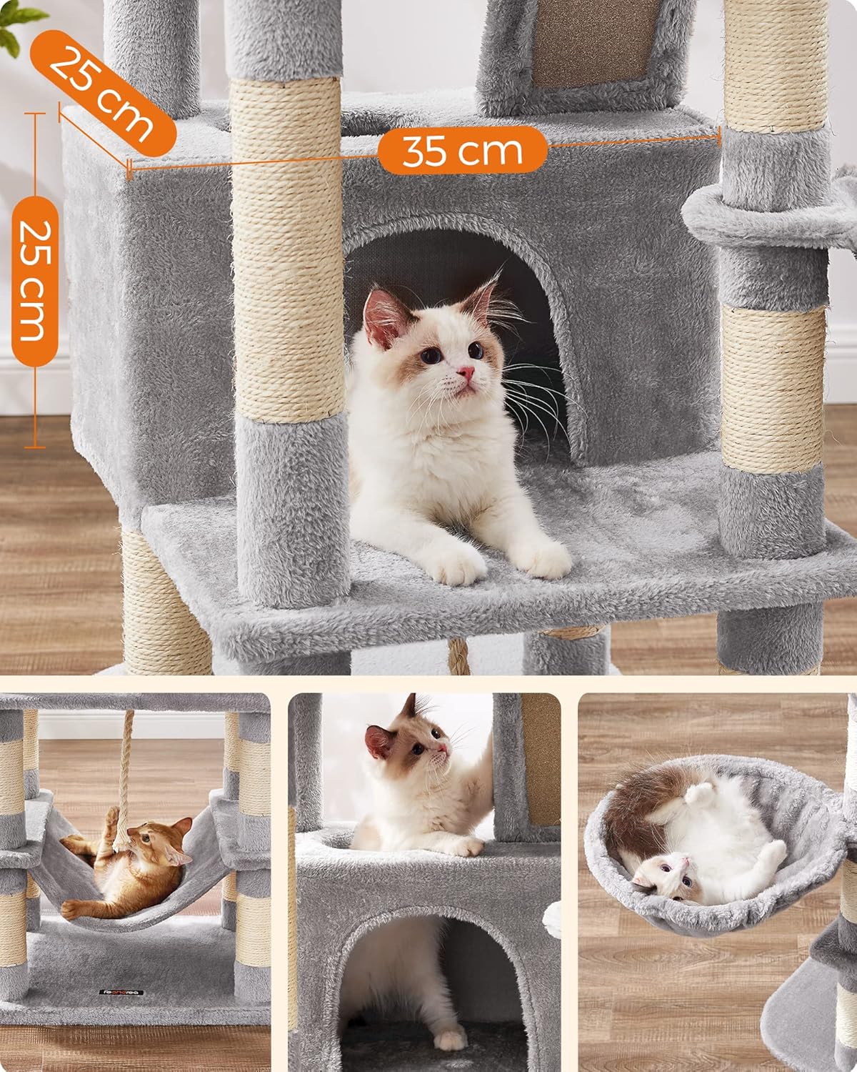 Kattenkrabpaal – Kattenboom – Krabpaal – Kattenhuis – Kattenmeubel – Ruim 168 cm Hoog – 13 Krabpalen Met Sisal