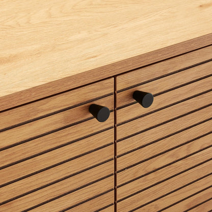 Sideboard with 2 doors oak LINNO S 100x40x74 cm Industrial style chest of drawers, adjustable shelves - QUORE