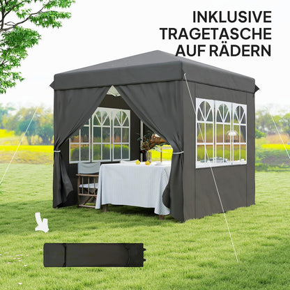 Paviljoen – Tuinpaviljoen – Vouwtent – Partytent – Campingtent – Pop-up Snel Op te Zetten – UPF 50+ UV Bescherming – 2,5x2,5m – Donkergrijs