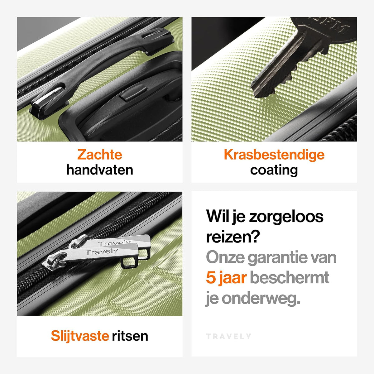Polycarbonaat Kofferset 77cm + 67cm + 55cm - zeer robuuste hardschalige koffer met zachte wielen & TSA-slot, reiskoffer, koffer & trolley, reiskoffer met wielen