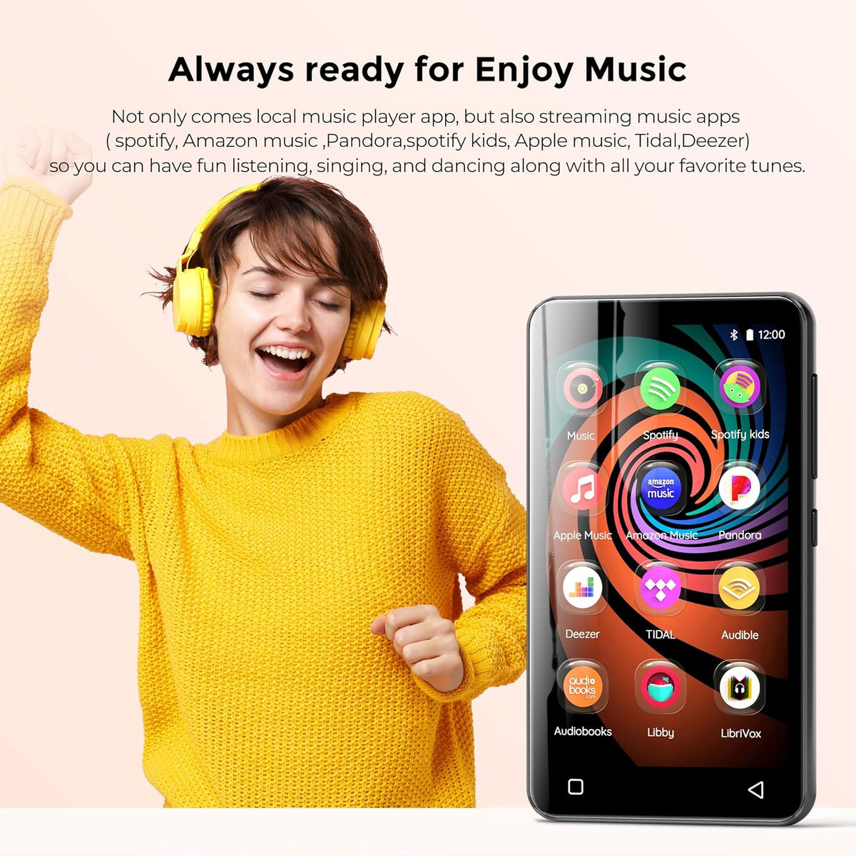 MP3 Speler – Muziekspeler – MP4 Speler – Draagbare Muziekspeler – Audio Speler – 160GB Opslag – Bluetooth & Touchscreen – Grijs