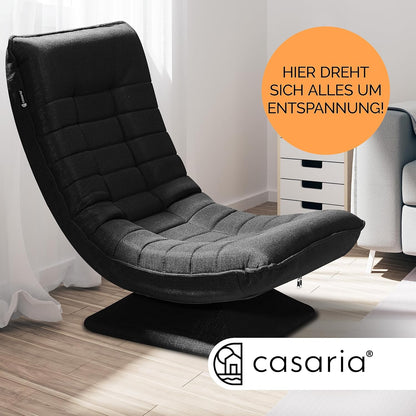 CASARIA Armchair Adjustable 360° Rotatable Foldable Max 150kg 58x57x84cm Fabric Living Room Gaming Sofa Chair Chair Black - QUORE