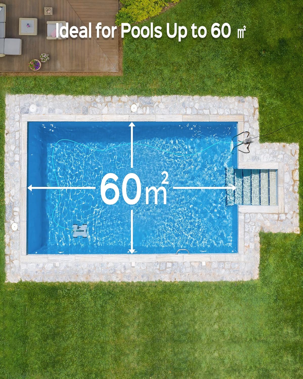 WYBOT Zwemrobot, automatische robotzwembadreiniger met krachtige reiniging, met twee aandrijfmotoren, IPX8 waterdicht (wit)
