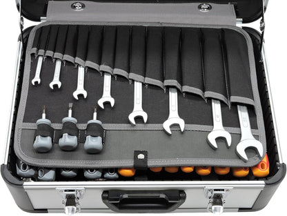 FAMEX 419-43 Professionele aluminium gereedschapskoffer, 191-/275-delig, met omvangrijke gereedschapsset en steeksleutelset 4-32 mm