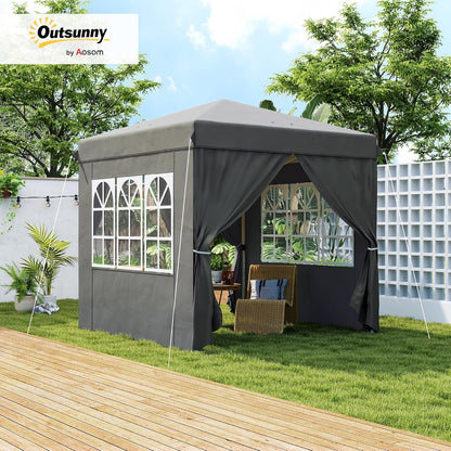 Paviljoen – Tuinpaviljoen – Vouwtent – Partytent – Campingtent – Pop-up Snel Op te Zetten – UPF 50+ UV Bescherming – 2,5x2,5m – Donkergrijs