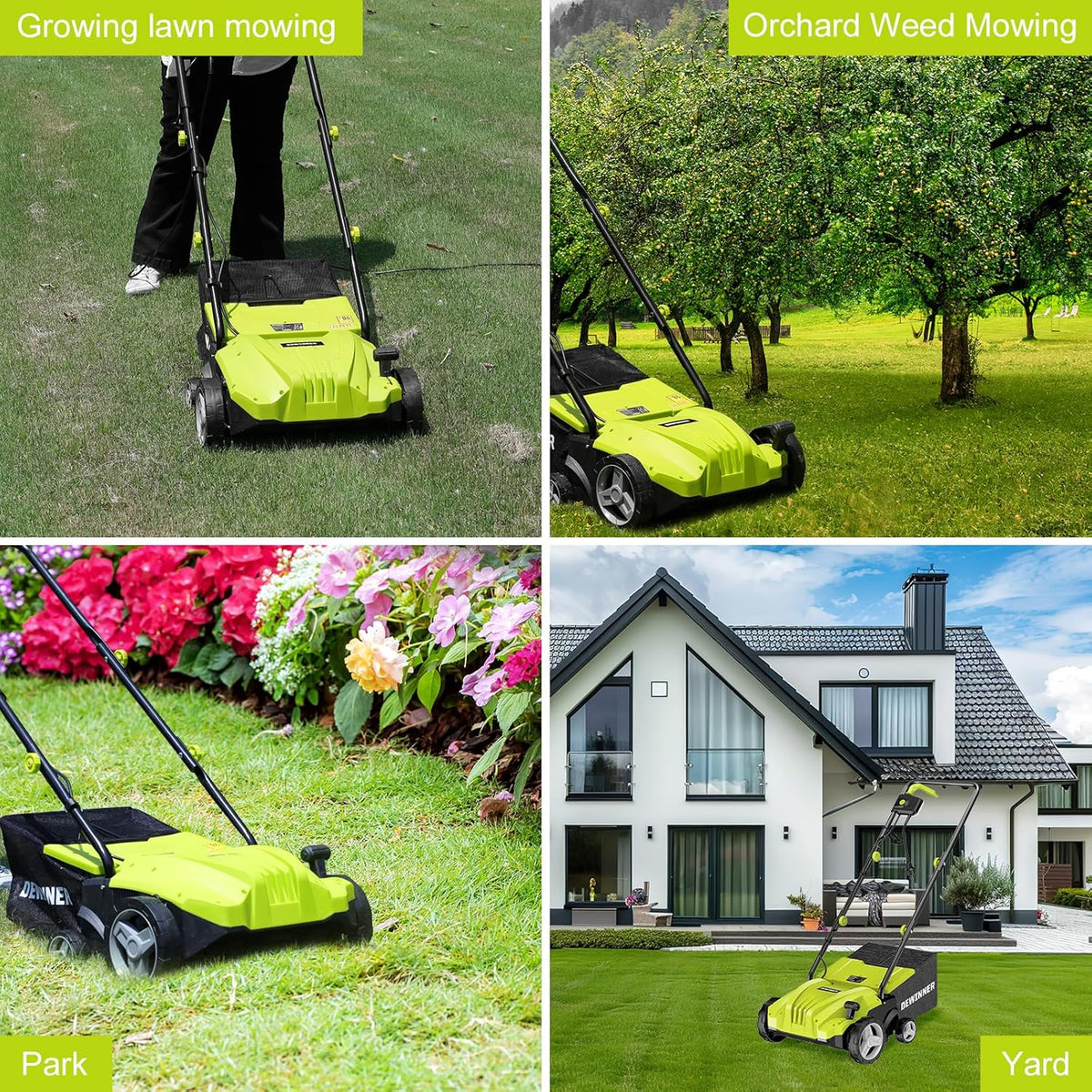 DEWINNER Elektrische verticuteermachine 2-in-1 gazonbeluchter 1500 watt werkbreedte 32 cm opvangbak 30 l inclusief ventilatierol beluchter ontschuimer werkdiepte instelbaar