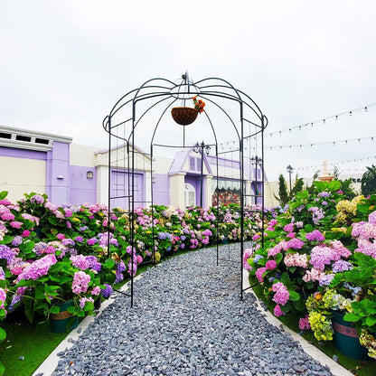 106,7 "L x 81,5" H x 81,5 "W Tuin prieel vogelkooi vorm metalen tuinhuisje pergola paviljoen, tuin roos paviljoen boog, ijzeren frame tuinhuisje geweldig voor achtertuin, gazon, bruiloft
