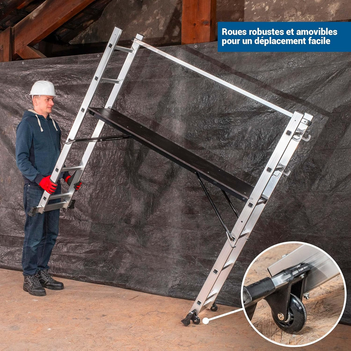 Scaffoldax2x6, multifunctionele vouwladder met platform