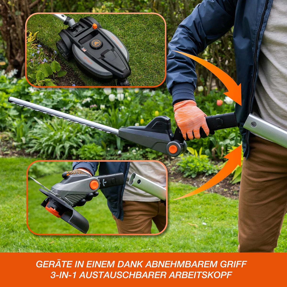 Accu Grasmaaier – Elektrische Grasmaaier – Batterij Grasmaaier – Compacte Grasmaaier – Stadsgrasmaaier – 23 cm Maaibreedte – 12V Lithium-Ion Accu met 3 Maaihoogtes