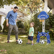 4-in-1 Basketbalstandaarden - Basketbalpaal - Basketbalring - voor Kinderen - Peuters - In Hoogte Verstelbaar - Voetbaldoel Ring - Golf - voor Binnen - Buiten - Sportspeelgoed - Cadeaus - 152 cm - Blauw