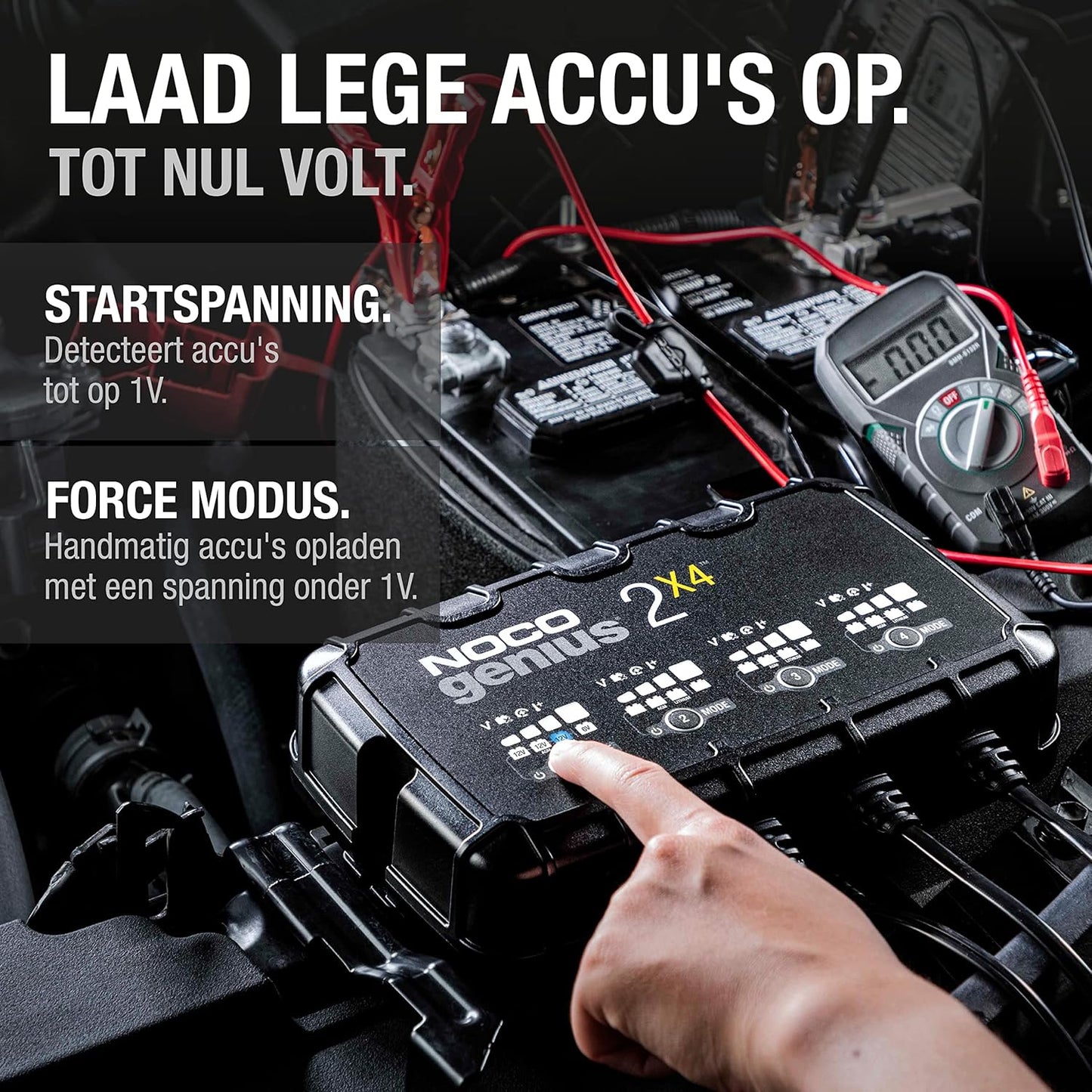 NOCO GENIUS2X4, 8A 4-Bank Automatische Oplader (2A per Bank), 6V en 12V Batterijlader, AGM, SLA, Gel en Lithium Auto-Acculader, Onderhoudslader, Druppellader en Desulfator - Auto, Motorfiets, ATV, RV