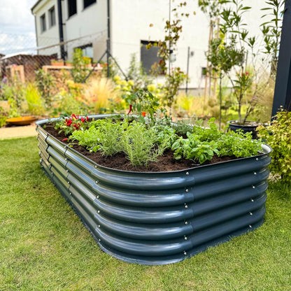 Verhoogd bed van metaal 240 x 60 x 43 cm - Modulaire 9-in-1 verhoogde bedden kit - Roestvrije verhoogde bedden voor tuin van premium Zn-Al-Mg staal - Min. 20 jaar levensduur - 43 cm hoog