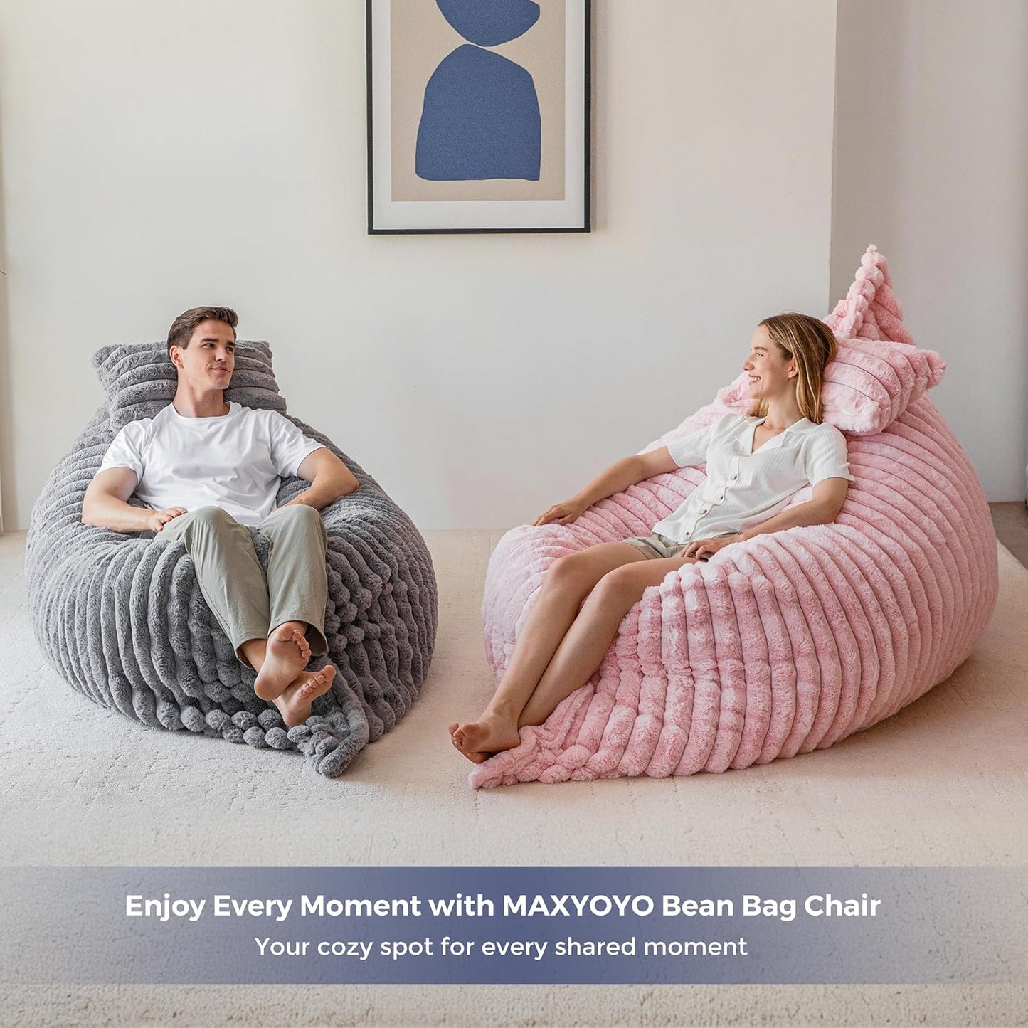 MAXYOYO Zitzak XXL, vacht-gamingstoel voor volwassenen en kinderen, enorme beanbag met pluizige schuimvulling voor woonkamer, slaapkamer, 150 x 203 cm