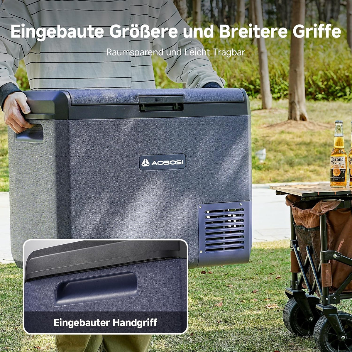 AAOBOSI Koelboxer 60L: Camping Koelkast 12v 240v, -20°C tot 20°C Compressor 12v Koelvriescombinatie voor Camper, Auto, Vrachtwagen, Boot, Camper, Reizen, Picknick