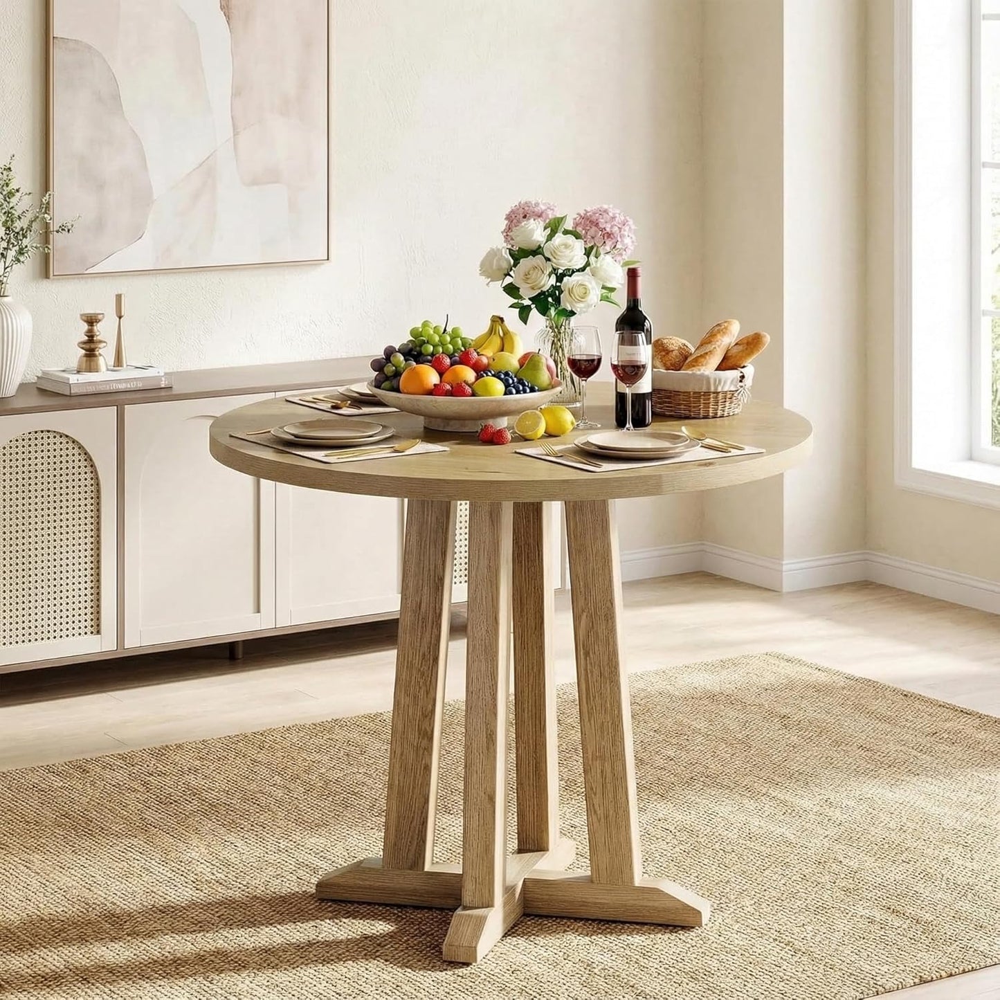 Ronde Eettafel – Eetkamertafel – Dining Table – Houten Eettafel – Kleine Keuken Tafel – Compact 80 cm Diameter – Duurzaam MDF Met Houtfineer