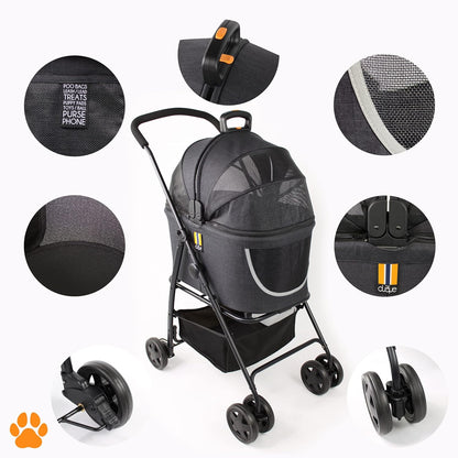 model Coco 2-in-1-hondenwagen & huisdierbuggy tot 15 kg met extra mand voor boodschappen of dieraccessoires, eenvoudig inklapbaar op wendbare, flexibele wielen in modern design