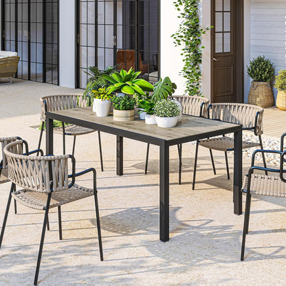 Uitschuifbare Tuintafel – Tuinmeubel – Terrastafel – Balkon Tafel – Eettafel Buiten – Weerbestendig – 160-240x90 cm – Kunststof Houtlook