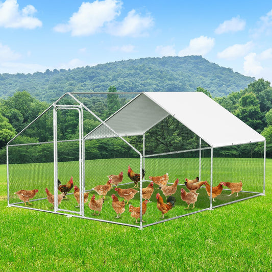 Kippenhok – Kippenren – Pluimveeverblijf – Vogelkooi – Dierenverblijf – XXL 3x4x2 Meter – Veiligheidslot – Waterdicht UV-bestendig Dak