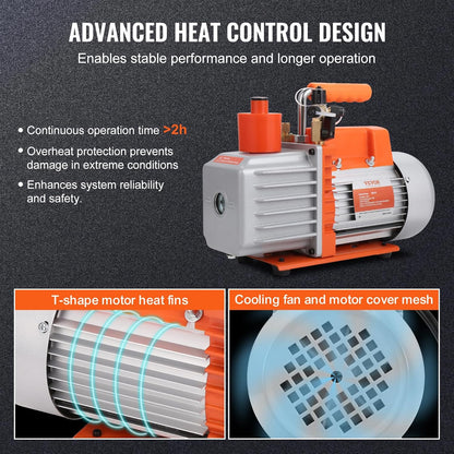 Vacuümpomp – Roterende Vacuümpomp – HVAC Vacuümpomp – Airconditioning Pomp – Koelpomp – 280 Watt Vermogen – 142 L/min Snelheid