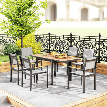 Outsunny Gartentisch Ausziehbarer Aluminium 80/160x80 cm Wetterfest Balcony Rutschfest Buffettisch Camping for 6 Persons Terrassentic Outdoor Esstisch für Garten, Terrasse Balcony Naturholz