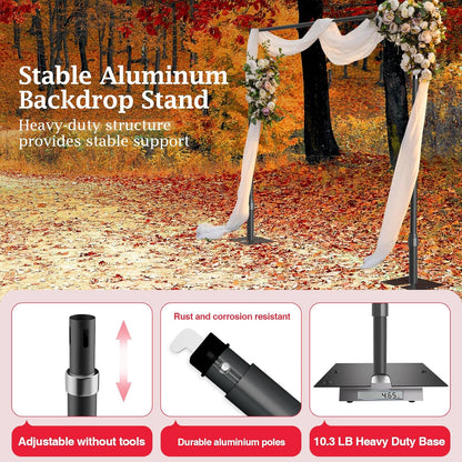 EMART Fotobackground Standaard Stabiel 2,6x3m, Grote Aanpasbare Trouwboog voor Fotostudio, Huwelijk, Banket, Verjaardagsdecoratie, Ballonstand - Zwart