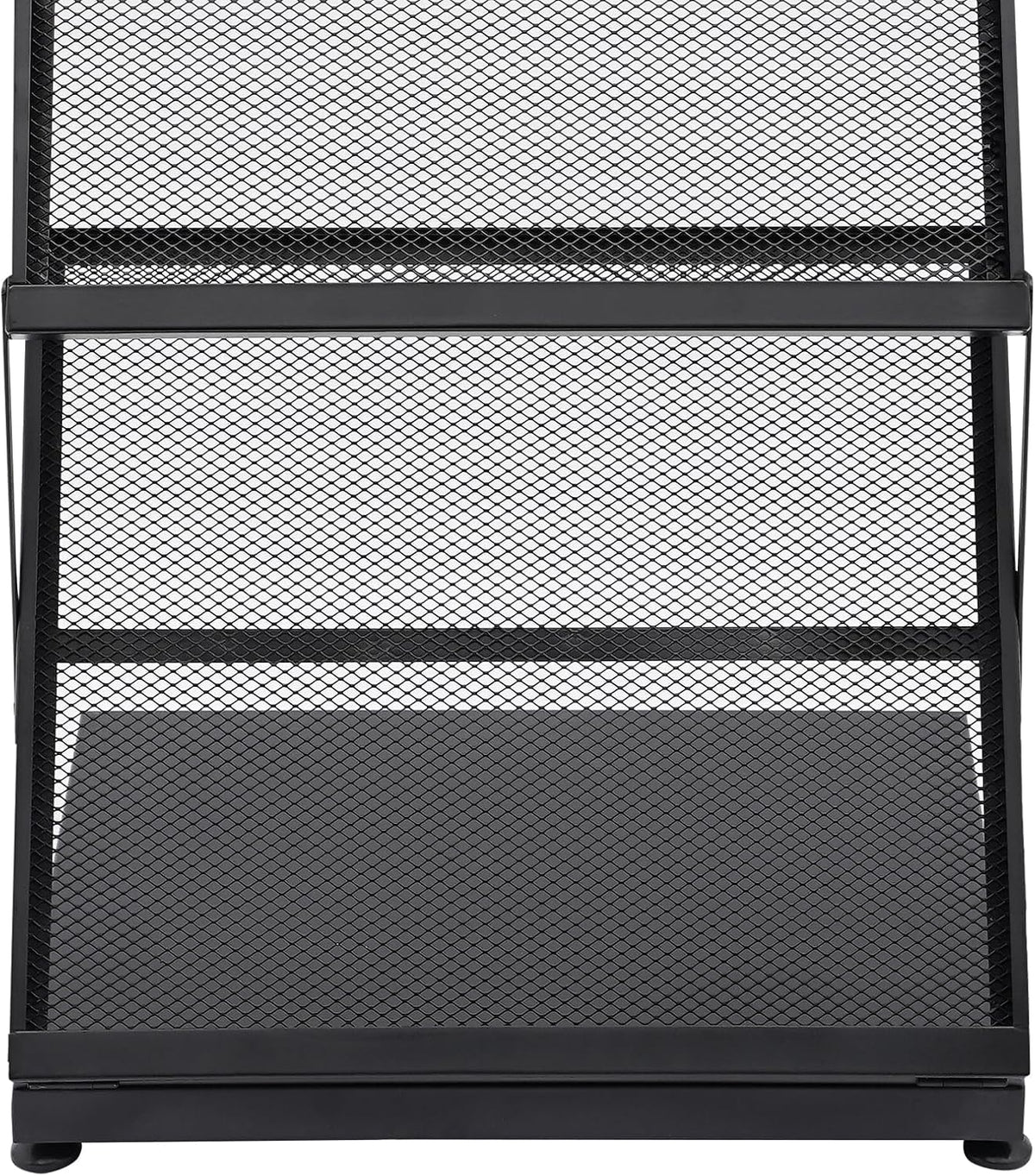 4 Layer A3 Folder Foldable Magazine Stand Display Modern Literature Stand Floor Setup Catalog Racks with Non-Slip Feet for Office Scholarships Schools Black 46 x 37 x 132 - QUORE