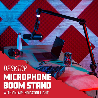 Gator Frameworks Professionele Desktop Broadcast/Podcast Microfoon Boom Stand met On-Air Indicator Licht (GFWMICBCBM4000)