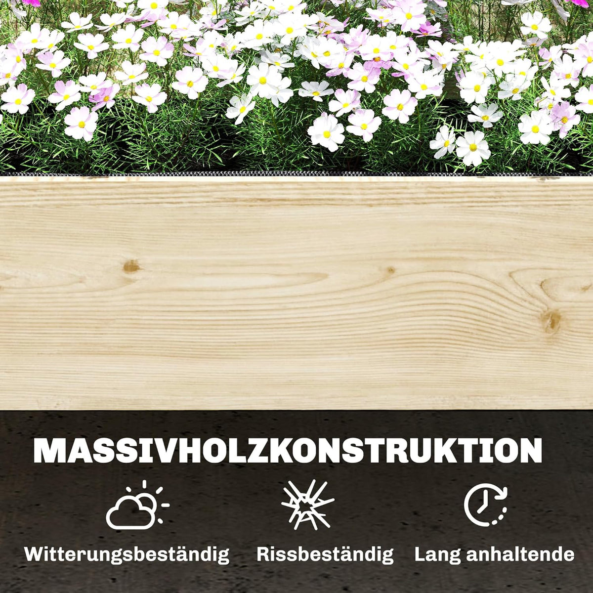 Outsunny Raised Planter with Trellis, 2-Step Flower Box with 2 Planters, Felt Fabric, Wooden Planter for Climbing Planters, Garden 108 x 62 x 120 cm