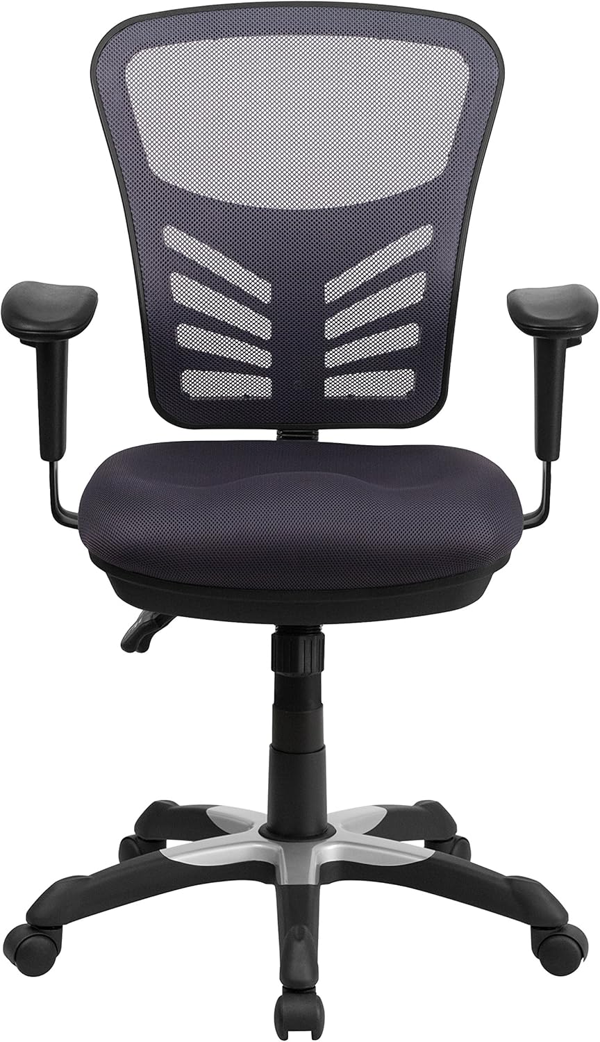 Directiebureaustoel – Bureaustoel – Kantoorstuhl – Gamingstoel – Werkstoel – Donkergrijs – Ergonomisch Met Ademend Gaas – Verstelbare Armleuningen En Rugleuning