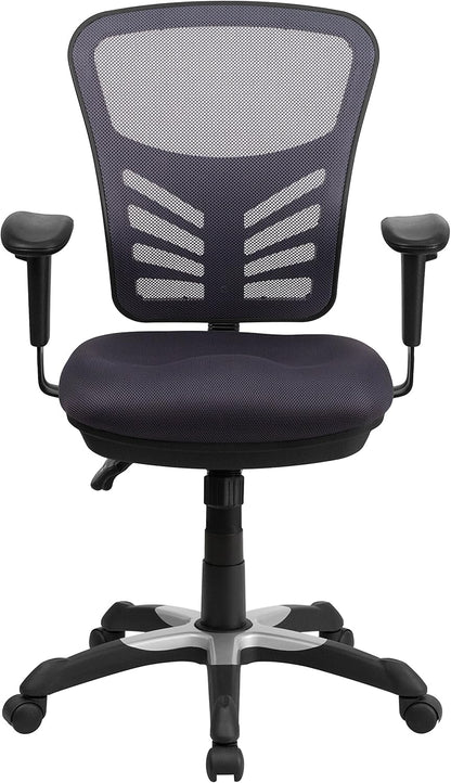 Directiebureaustoel – Bureaustoel – Kantoorstuhl – Gamingstoel – Werkstoel – Donkergrijs – Ergonomisch Met Ademend Gaas – Verstelbare Armleuningen En Rugleuning