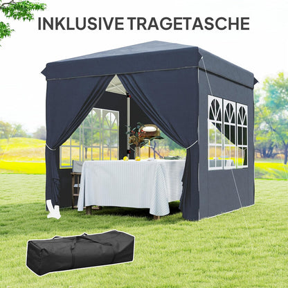 Paviljoen – Partytent – Gazebo – Tuinpaviljoen – Prieel – Opvouwbaar – Waterafstotend – UV-bescherming 50+ – 2,5x2,5 meter – Met 4 zijwanden – Donkerblauw